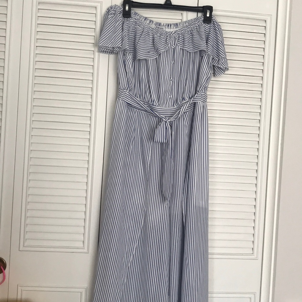 Striped Off the Shoulder Jumpsuit